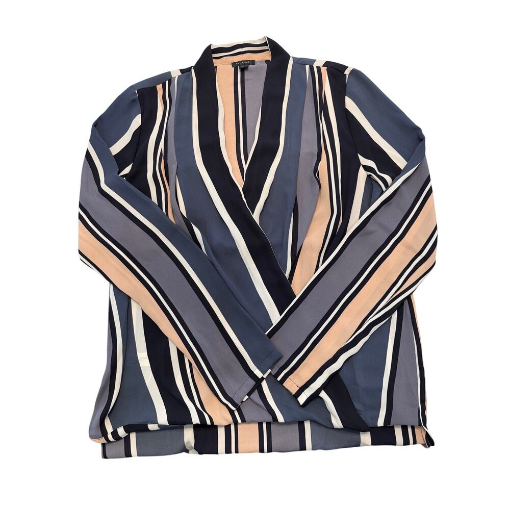 Ann Taylor Striped Blouse V-Neck Professional Luxe Office Chic Size S - Picture 3 of 9